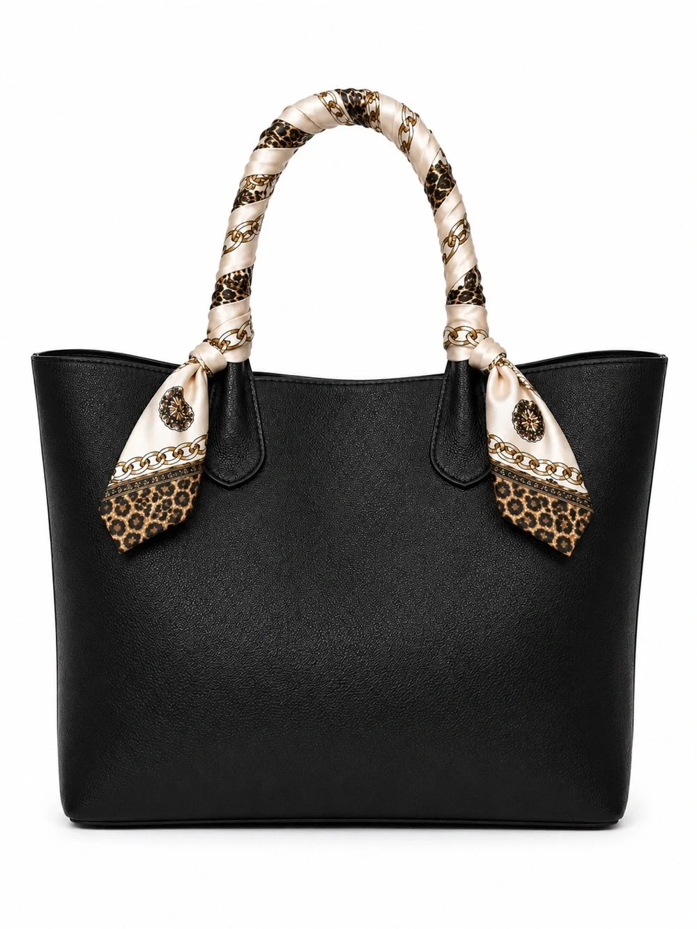 Luxe Leopard Chain Print Scarf 35.4” Square Head Bag Wrap NEW